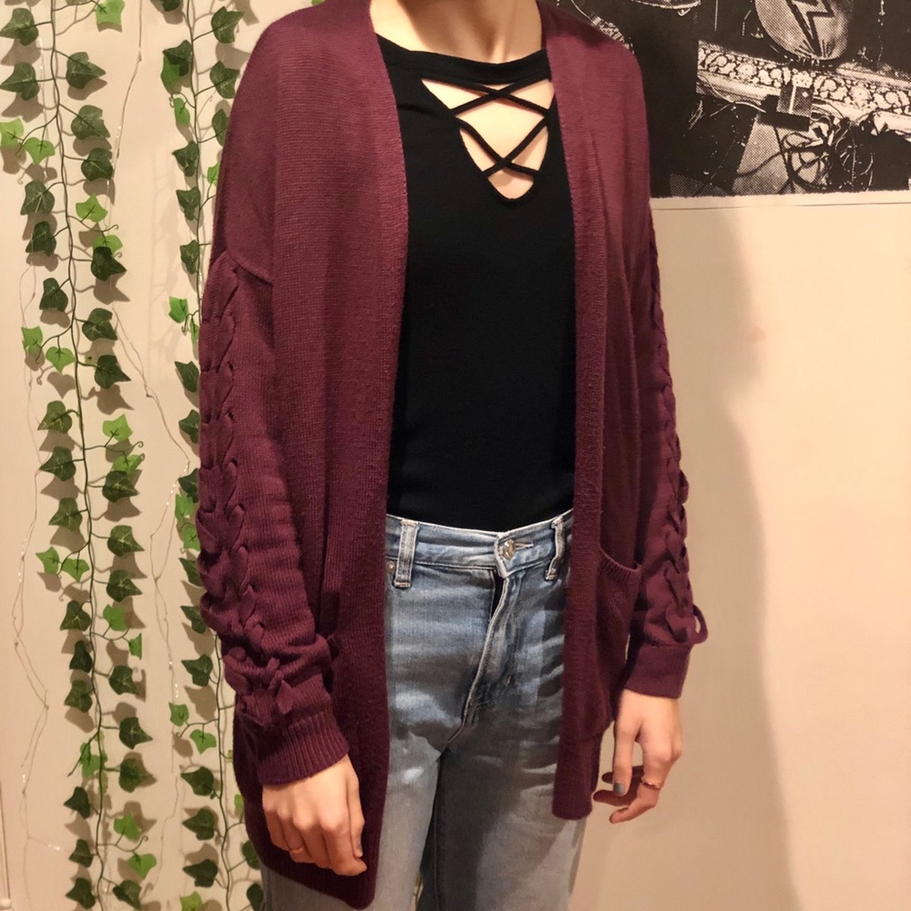 Wine colored cardigan